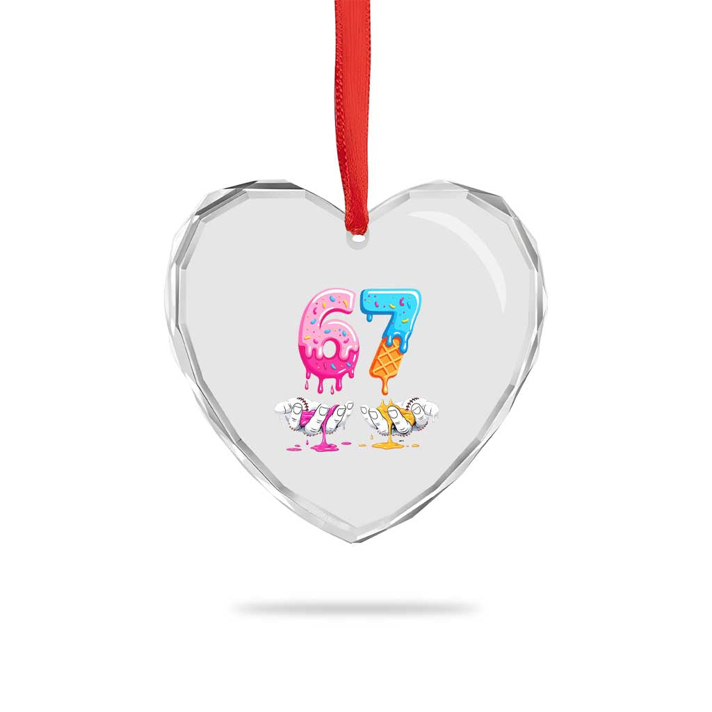 Funny 67 Six Seven Ice Cream Drip Heart Crystal Glass Ornament Cool Meme 6 7 Funny Number Couple Matching Costume TS10 Print Your Wear