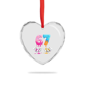 Funny 67 Six Seven Ice Cream Drip Heart Crystal Glass Ornament Cool Meme 6 7 Funny Number Couple Matching Costume TS10 Print Your Wear