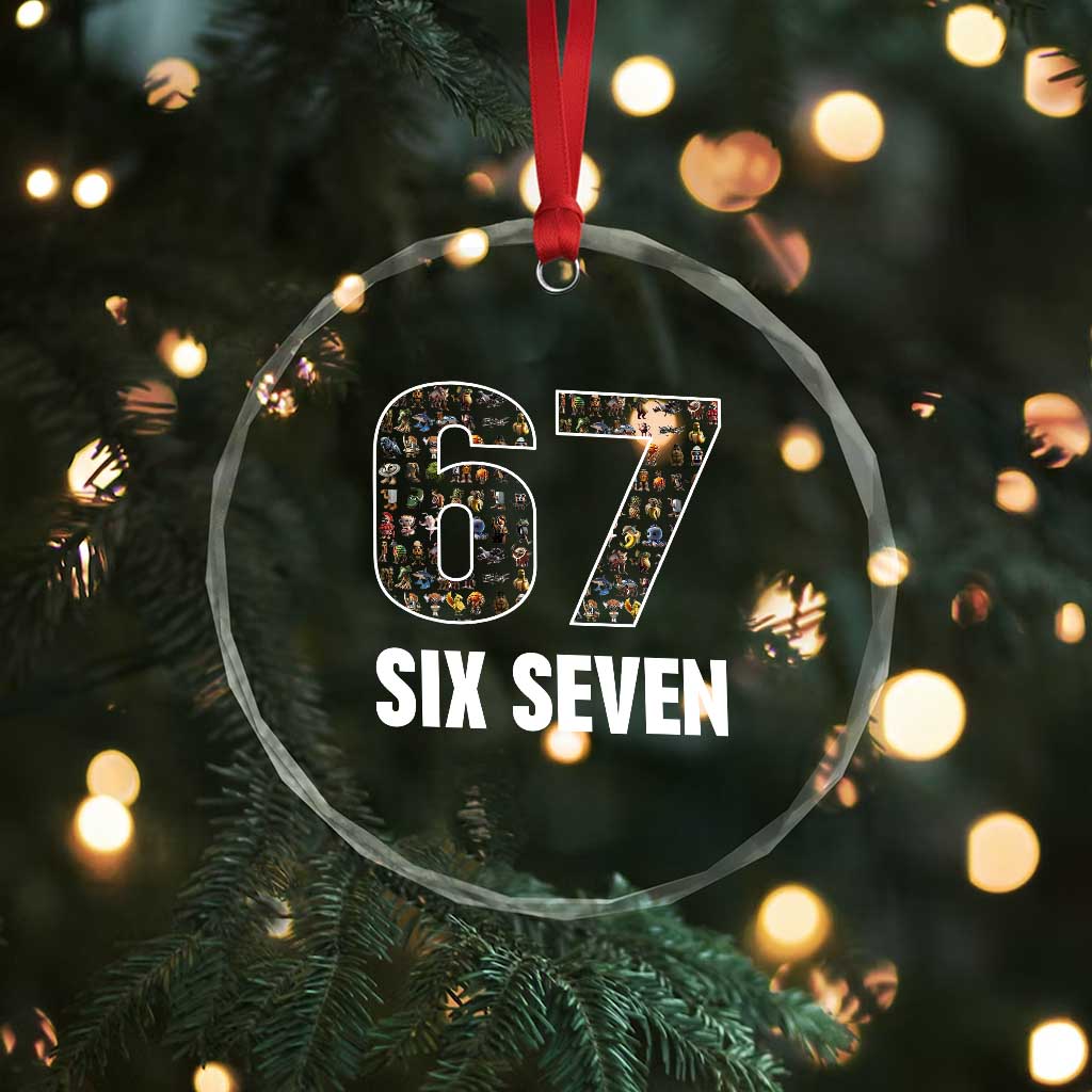 Funny 67 Six Seven Italian Brainrot Gen Alpha Meme Crystal Glass Ornament TS11 Print Your Wear