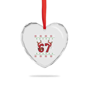 Funny 67 Six Seven Meme Brainrot Cringe Christmas Plaid Graphic Heart Crystal Glass Ornament TS11 Print Your Wear