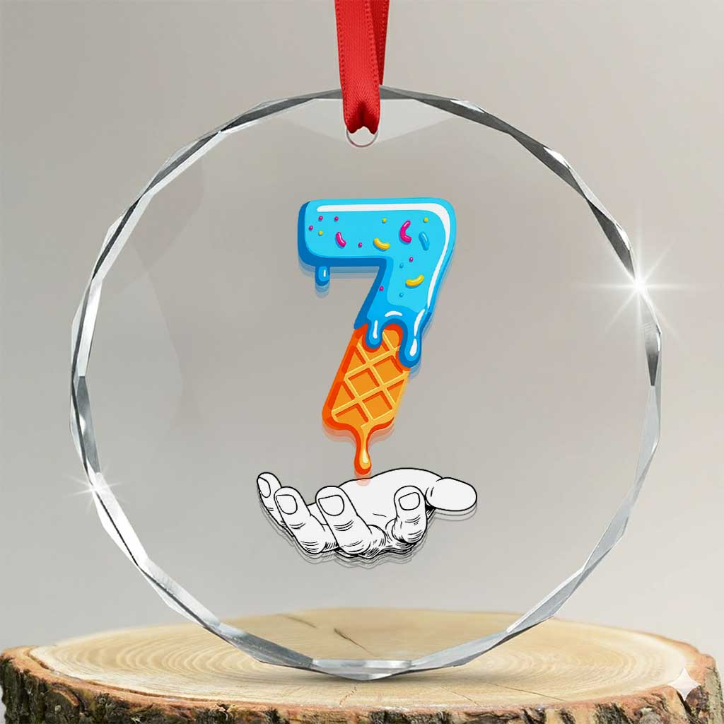Funny 67 Six Seven Meme Couple Matching Crystal Glass Ornament Number 7 Baseball Ice Cream Drip TS10 Transparent Glass 3'' Circle Print Your Wear