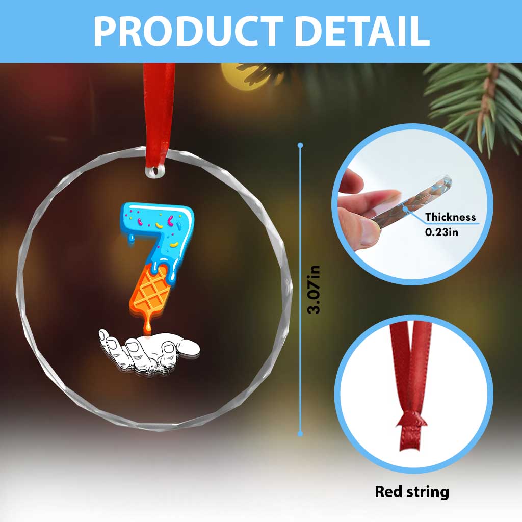 Funny 67 Six Seven Meme Couple Matching Crystal Glass Ornament Number 7 Baseball Ice Cream Drip TS10 Print Your Wear