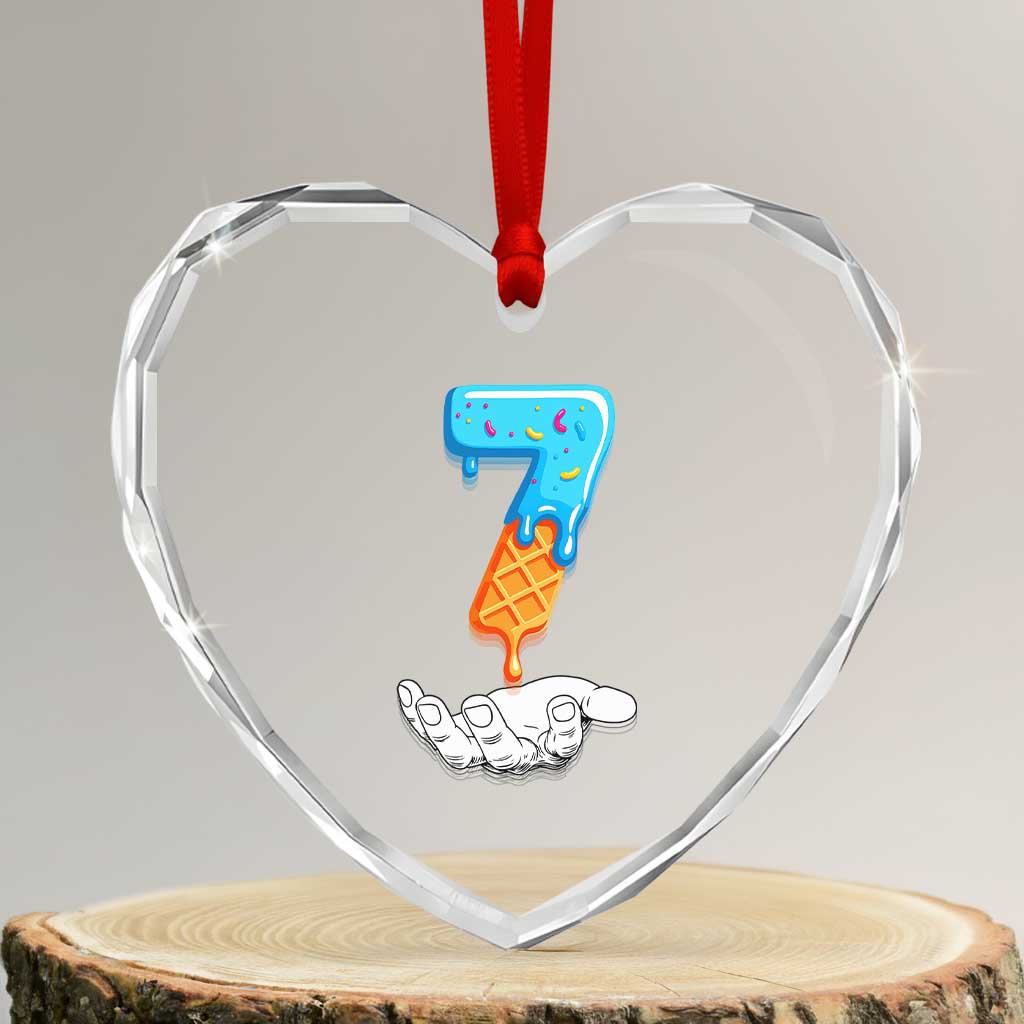 Funny 67 Six Seven Meme Couple Matching Heart Crystal Glass Ornament Number 7 Baseball Ice Cream Drip TS10 Transparent Glass 3'' Heart Print Your Wear