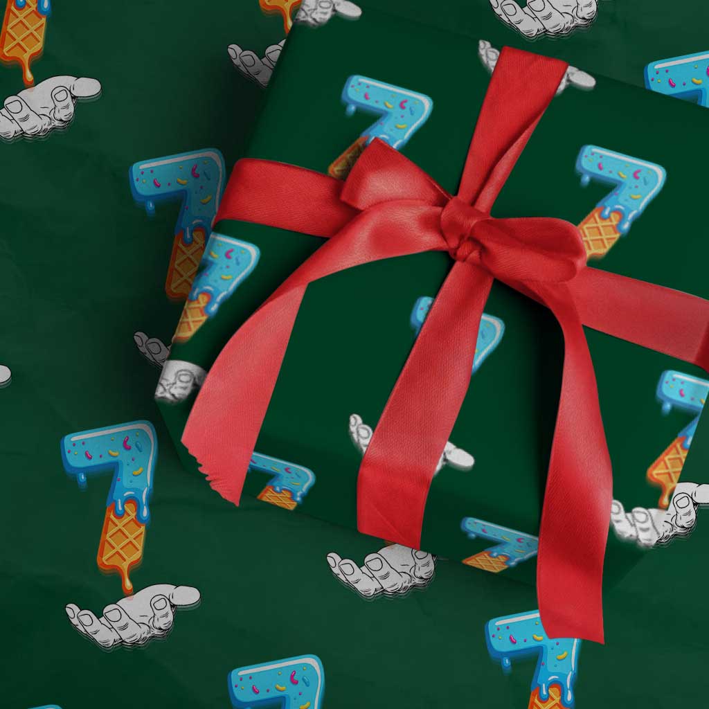 Funny 67 Six Seven Meme Couple Matching Wrapping Paper Roll Number 7 Baseball Ice Cream Drip TS10 Green Print Your Wear