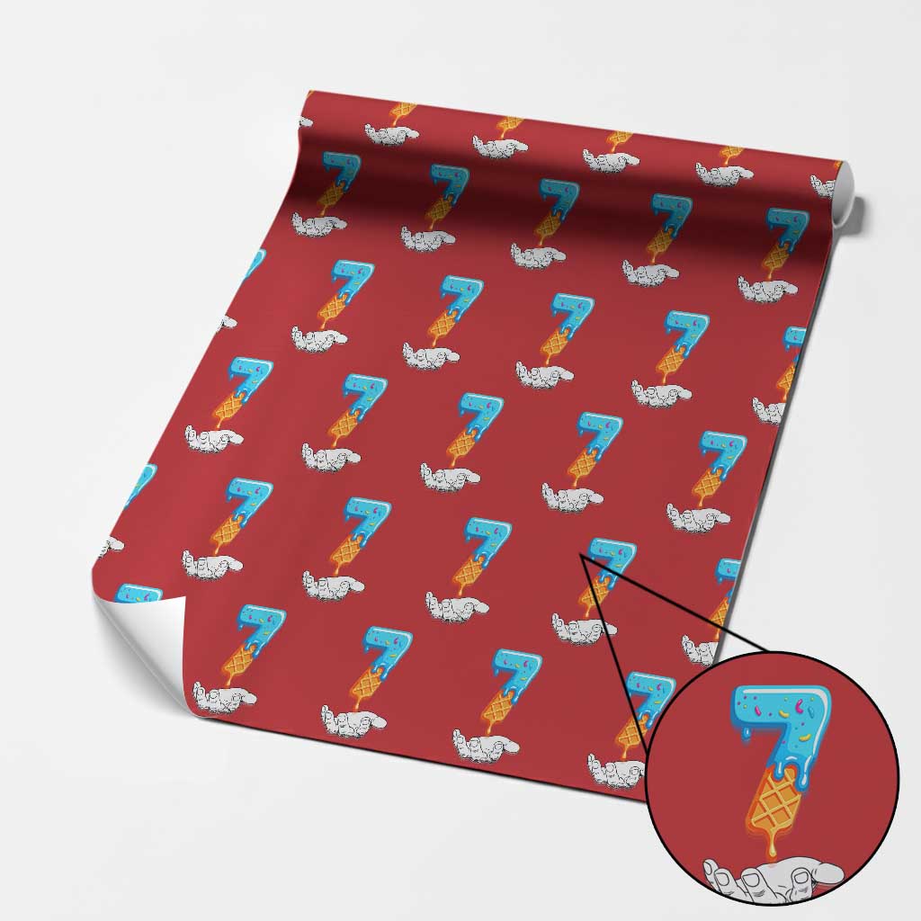 Funny 67 Six Seven Meme Couple Matching Wrapping Paper Roll Number 7 Baseball Ice Cream Drip TS10 Red Print Your Wear