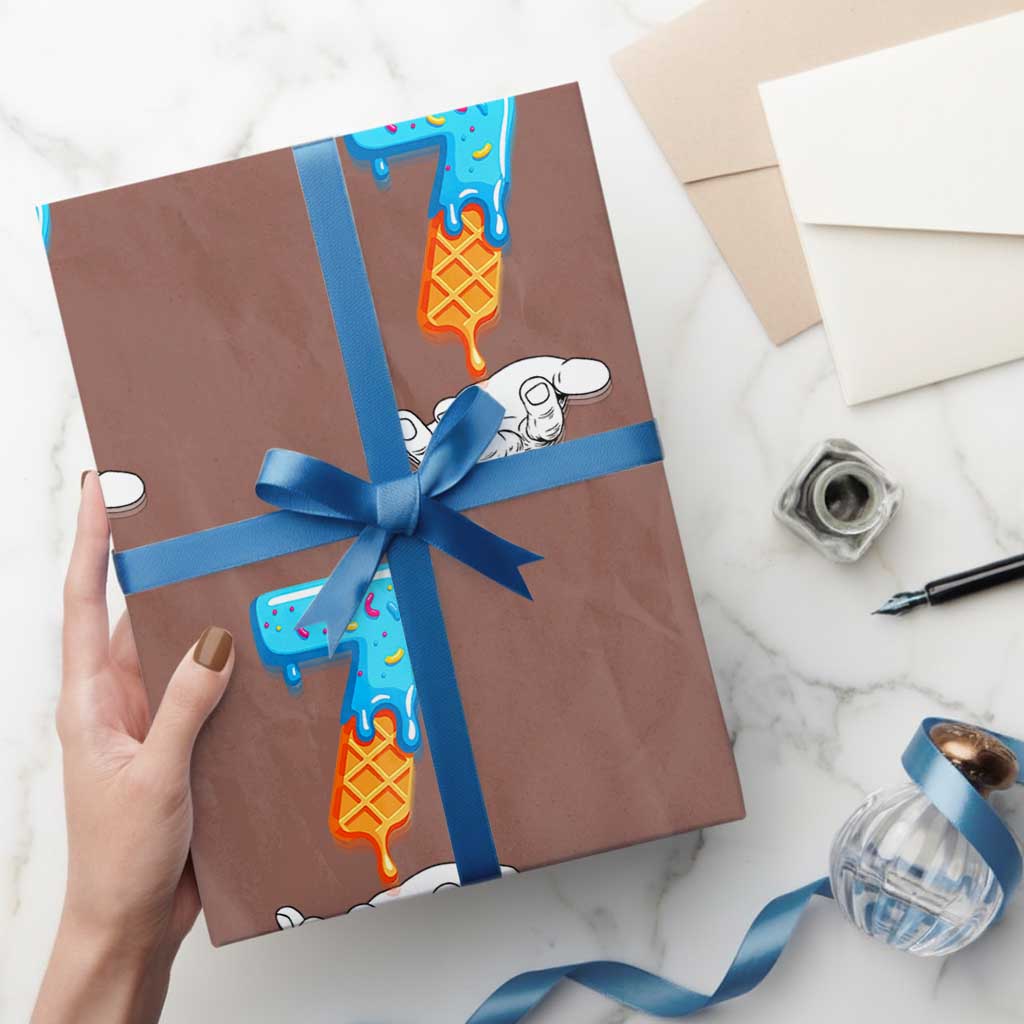 Funny 67 Six Seven Meme Couple Matching Wrapping Paper Roll Number 7 Baseball Ice Cream Drip TS10 Mocha Print Your Wear