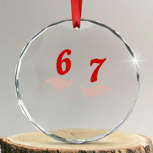 Funny 67 Six Seven Meme Hands Gesture Alpha Slang Crystal Glass Ornament TS11 Transparent Glass 3'' Circle Print Your Wear