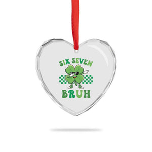 Funny 67 St Patricks Day Heart Crystal Glass Ornament Six Seven Bruh Dabbing Shamrock TS11 Print Your Wear