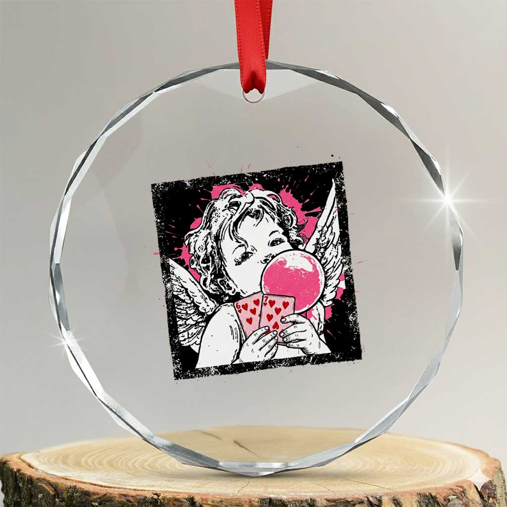 Funny 67 Valentines Crystal Glass Ornament Cupid Playing Cards Six Seven TS14 Transparent Glass 3'' Circle Print Your Wear