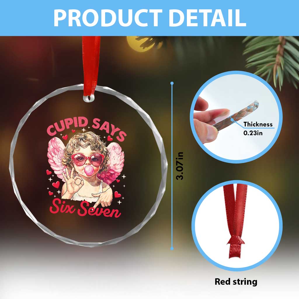 Funny 67 Valentines Day Crystal Glass Ornament Cupid Say Six Seven 67 Meme TS11 Print Your Wear