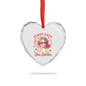 Funny 67 Valentines Day Heart Crystal Glass Ornament Cupid Say Six Seven 67 Meme TS11 Print Your Wear
