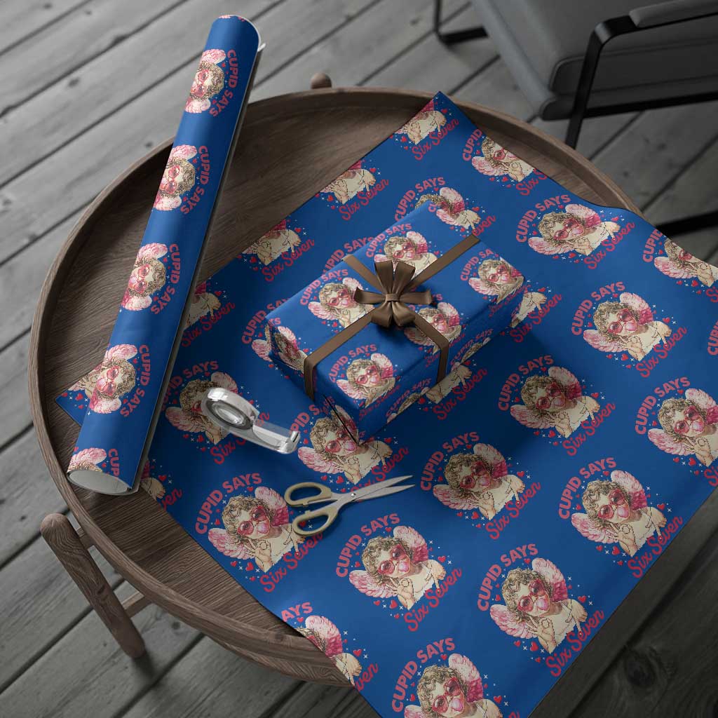Funny 67 Valentines Day Wrapping Paper Roll Cupid Say Six Seven 67 Meme TS11 Blue Print Your Wear