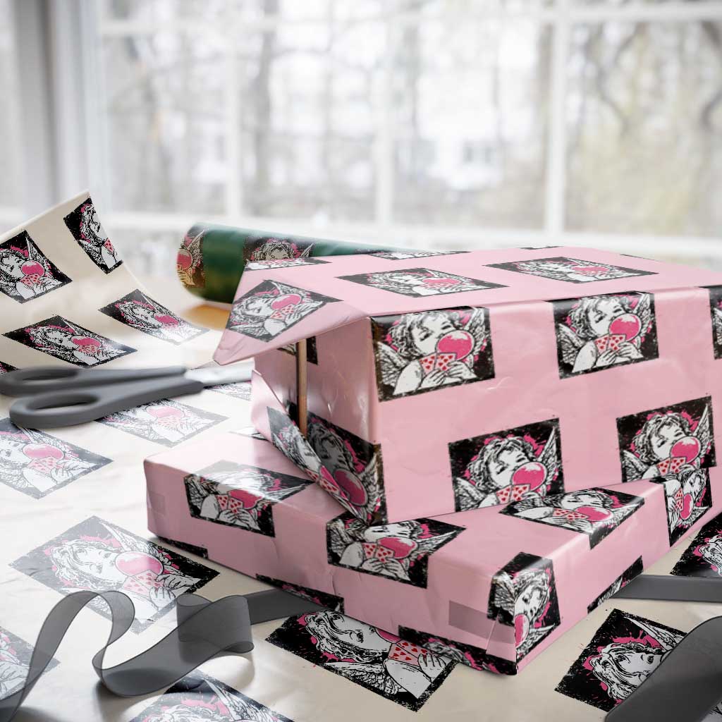 Funny 67 Valentines Wrapping Paper Roll Cupid Playing Cards Six Seven TS14 Light Pink Print Your Wear
