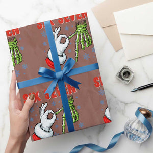 Funny 67 Xmas Wrapping Paper Roll Six Seven Meme Santa Skeleton Hands Gesture Gen Alpha TS11 Mocha Print Your Wear