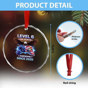 Funny 6th Birthday Crystal Glass Ornament Level 6 Unlocked Awesome Since 2020 USA Gamer TS11 Print Your Wear
