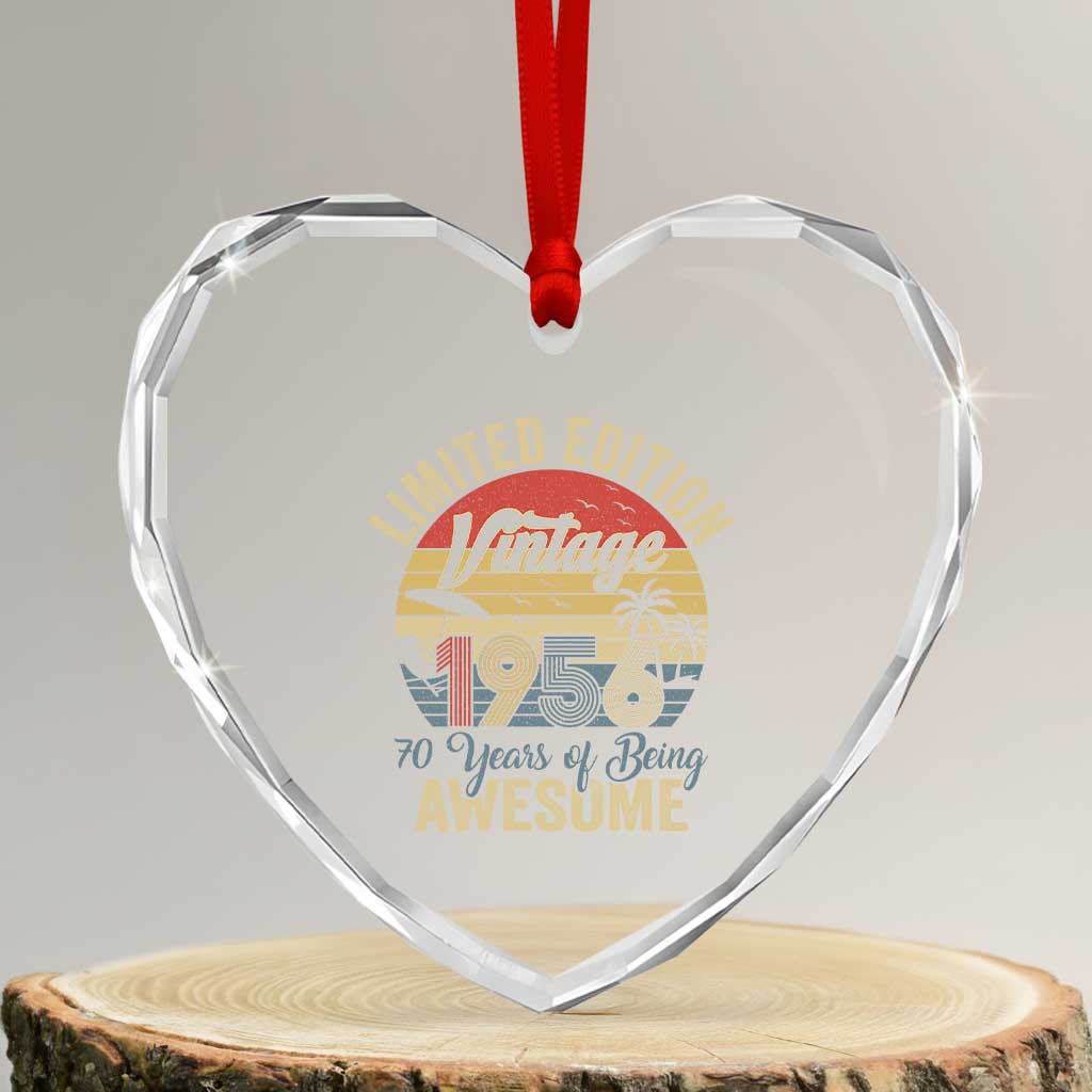 Funny 70th Birthday Heart Crystal Glass Ornament Vintage 1956 Limited Edition 50 Year Old Bday Gifts TS10 Transparent Glass 3'' Heart Print Your Wear