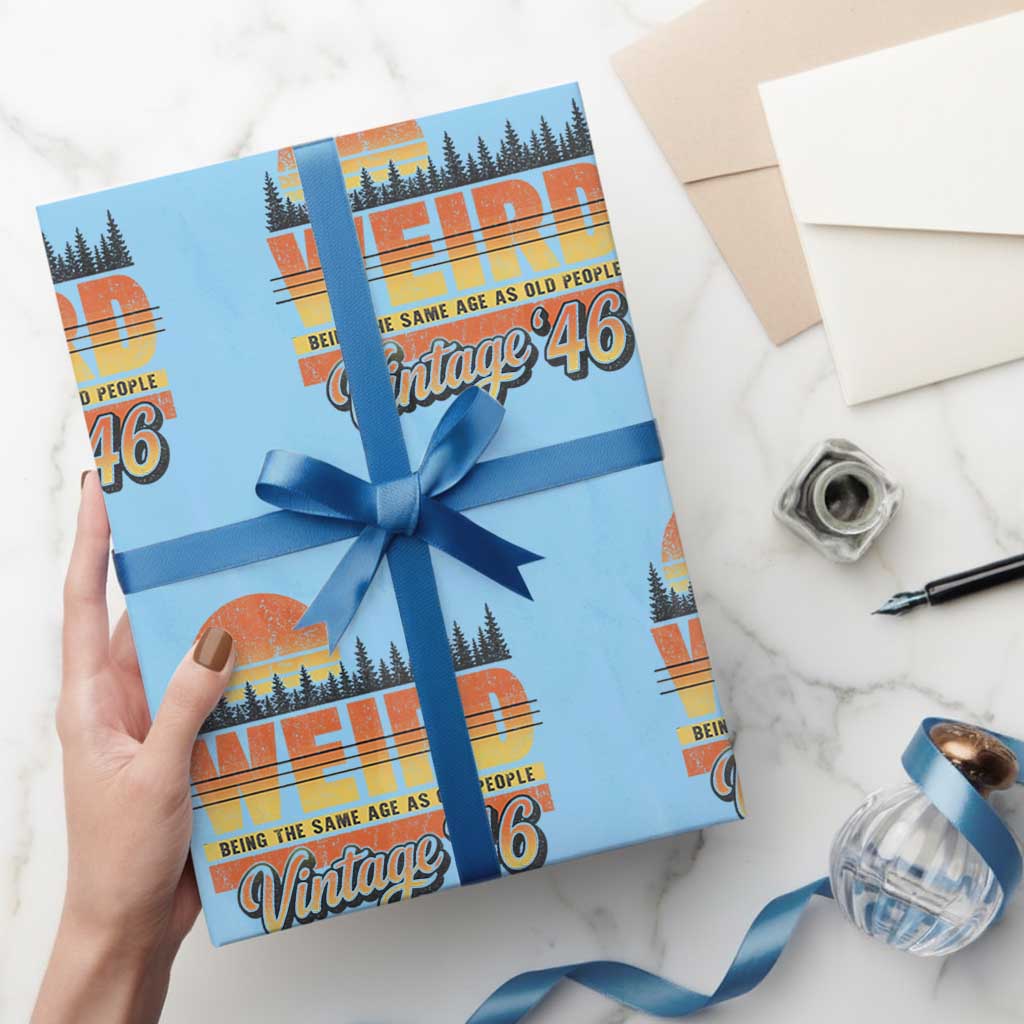Funny 80th Birthday Wrapping Paper Roll Retro 1946 Weird Being The Same Age As Old People TS10 Light Blue Print Your Wear