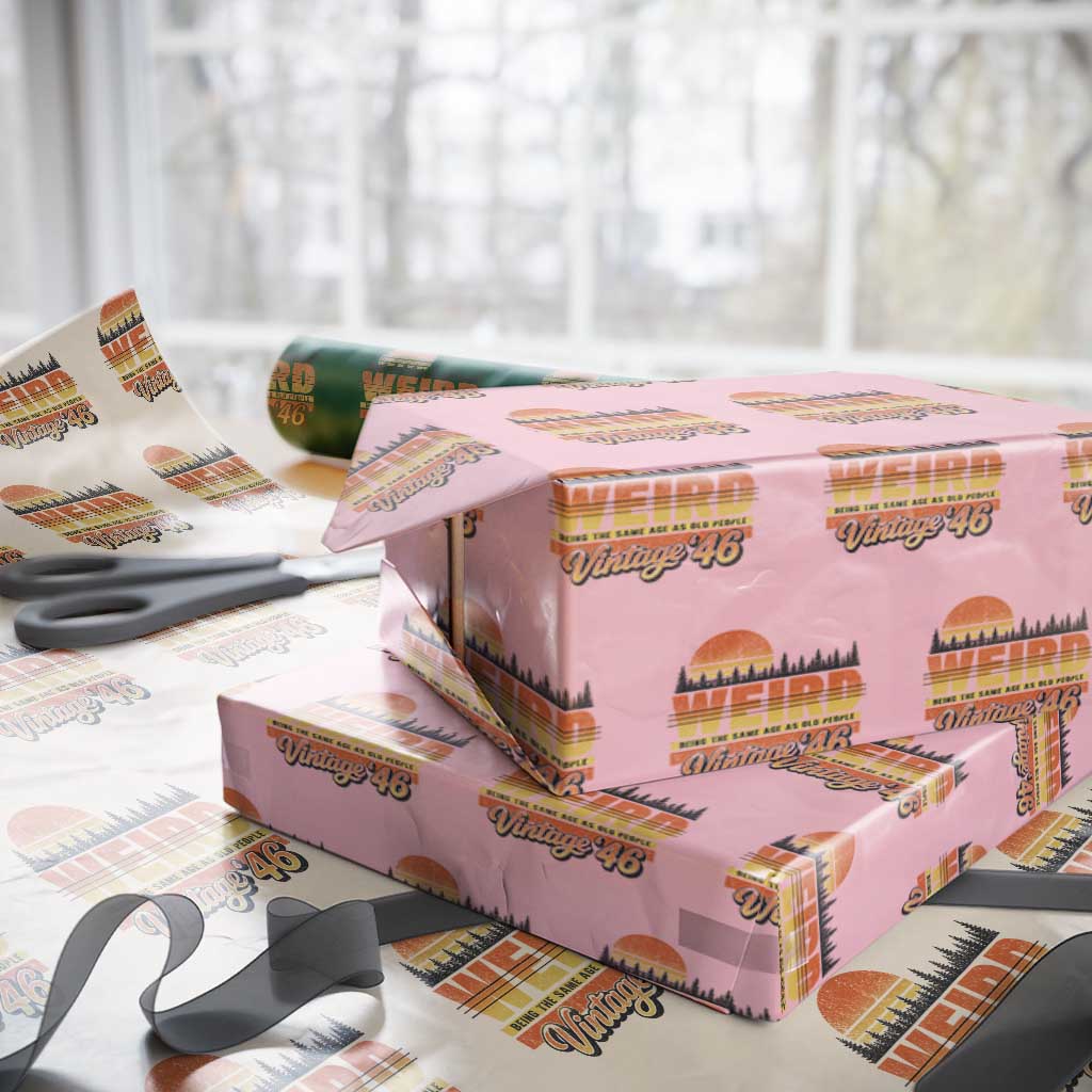 Funny 80th Birthday Wrapping Paper Roll Retro 1946 Weird Being The Same Age As Old People TS10 Light Pink Print Your Wear