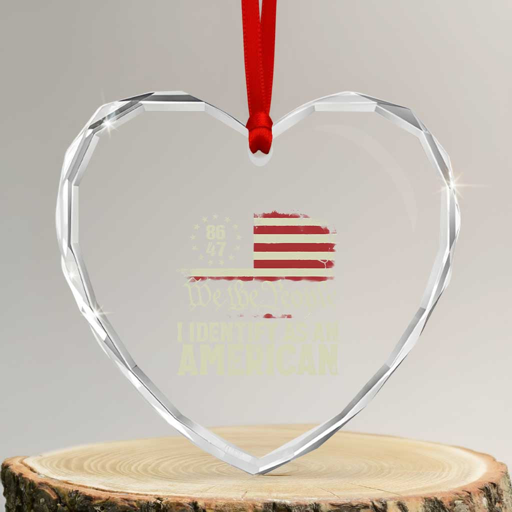 Funny 8647 I Identify As An American Heart Crystal Glass Ornament American Flag TS11 Transparent Glass 3'' Heart Print Your Wear
