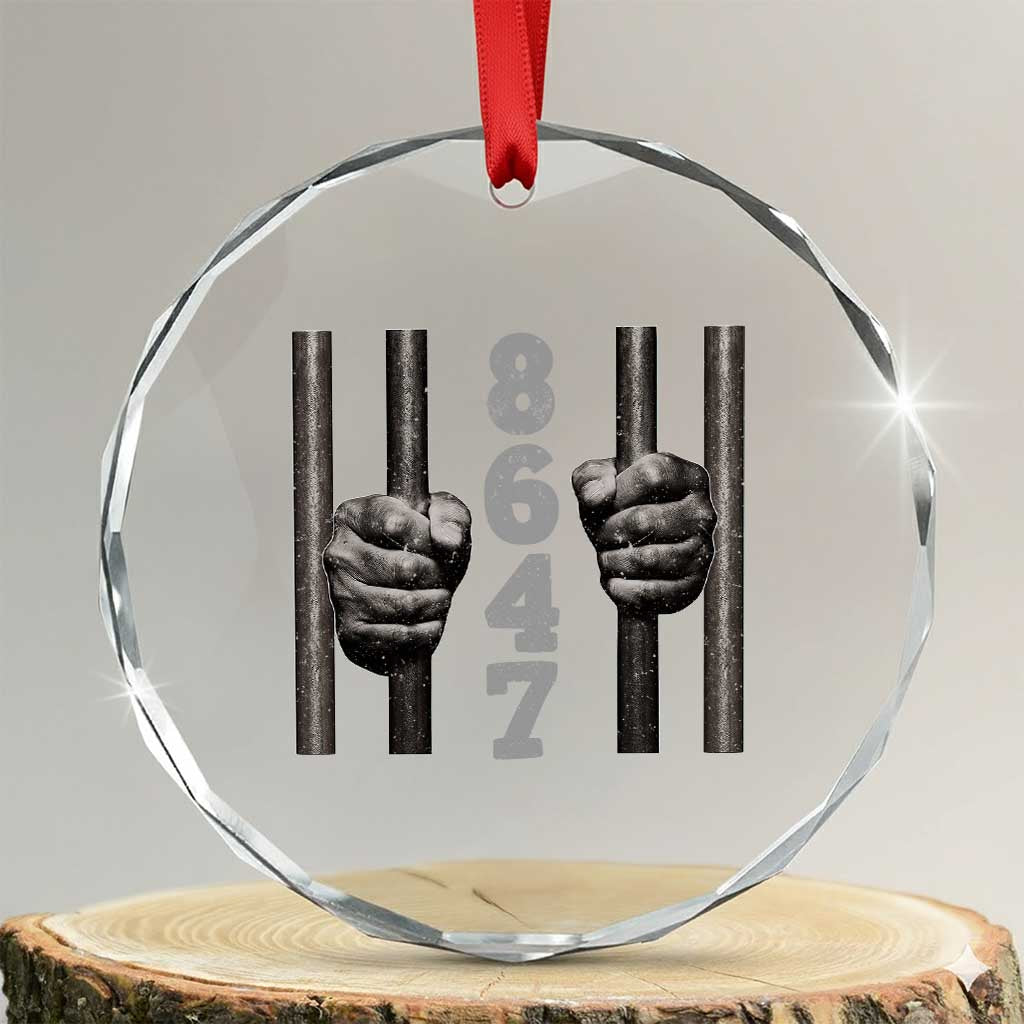 Funny 8647 Jail Crystal Glass Ornament Freedom Protest Satire Graphic Gift TS12 Transparent Glass 3'' Circle Print Your Wear