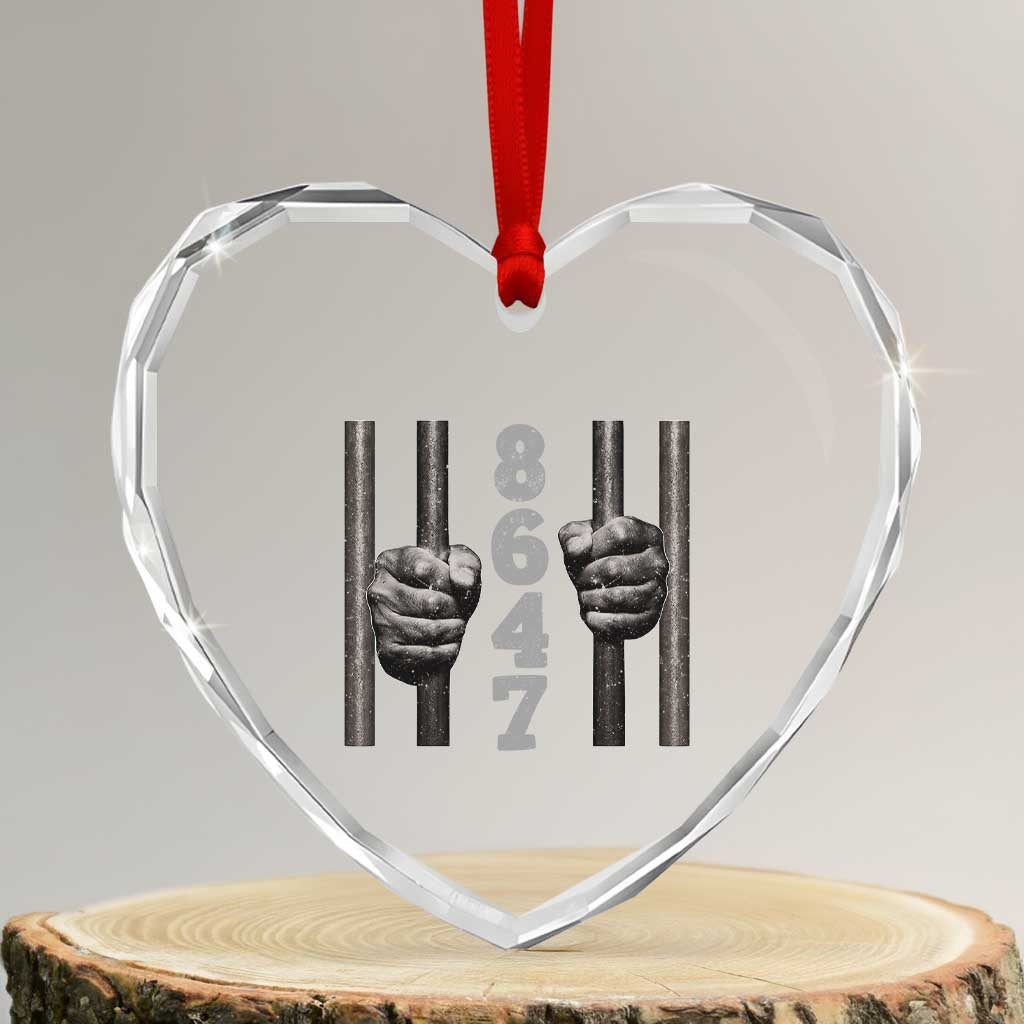 Funny 8647 Jail Heart Crystal Glass Ornament Freedom Protest Satire Graphic Gift TS12 Transparent Glass 3'' Heart Print Your Wear