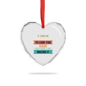 Funny 90th Birthday Heart Crystal Glass Ornament Vintage It Took Me 90 Years To Look This Good Bday Gift TS10 Print Your Wear