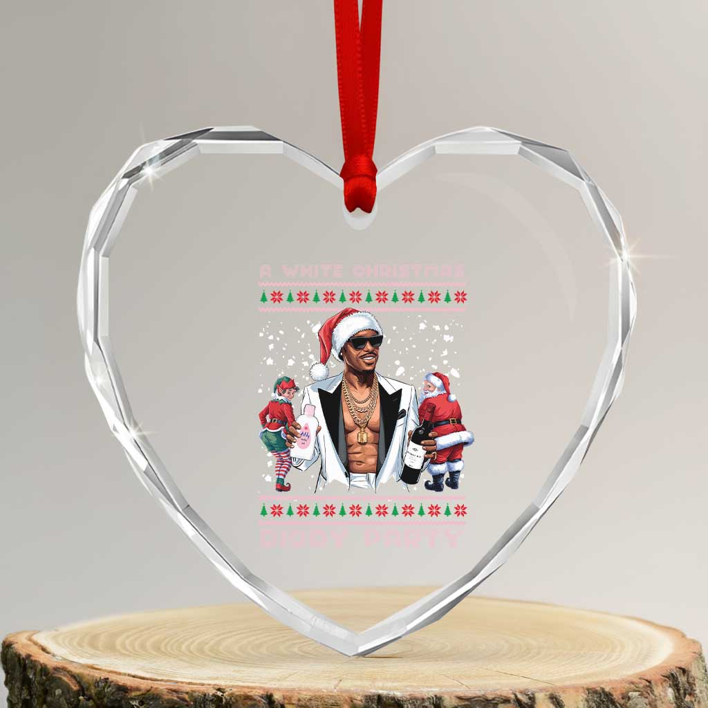 Funny A White Christmas Diddy Party Dirty Santa Heart Crystal Glass Ornament TS11 Transparent Glass 3'' Heart Print Your Wear