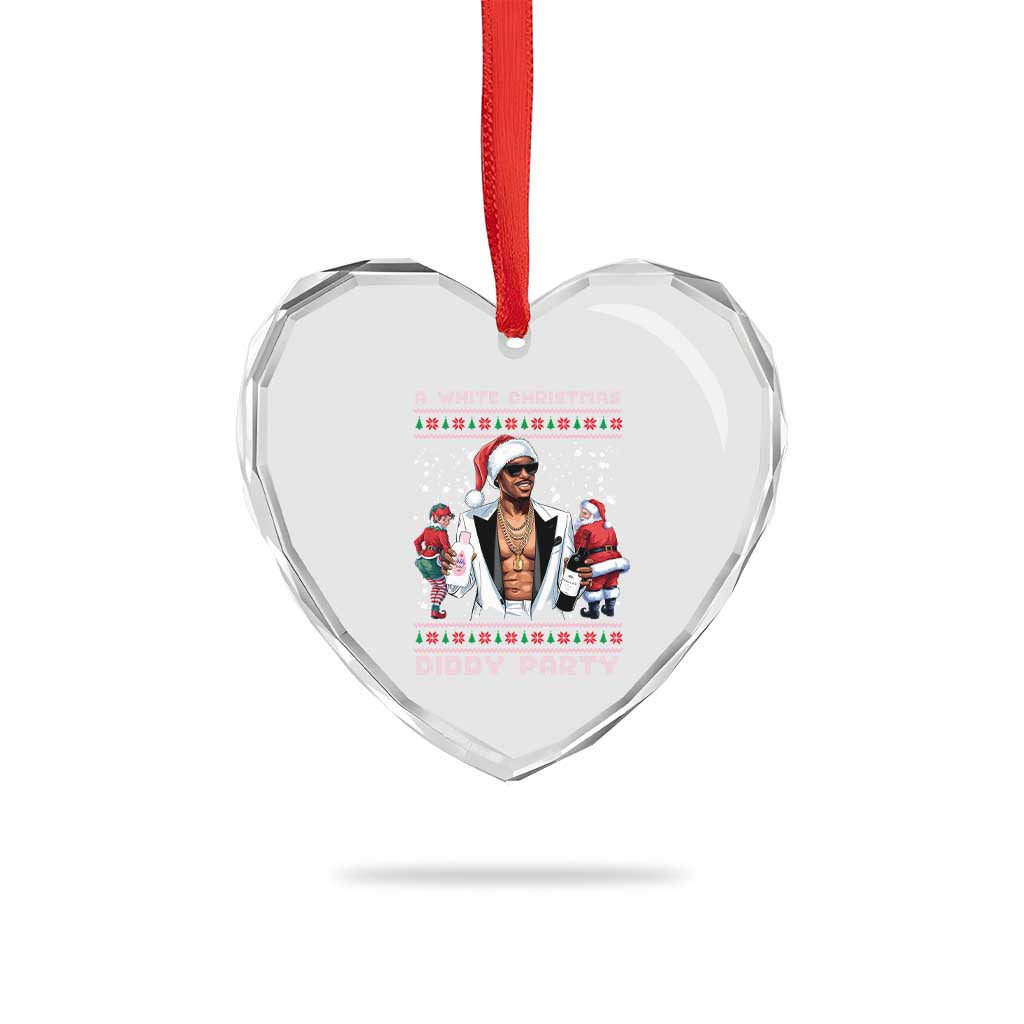 Funny A White Christmas Diddy Party Dirty Santa Heart Crystal Glass Ornament TS11 Print Your Wear