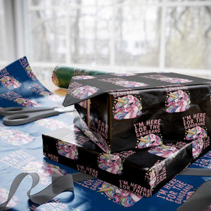 Funny Adult Humor Wrapping Paper Roll I Am Here For The Gangb*ng TS12 Black Print Your Wear