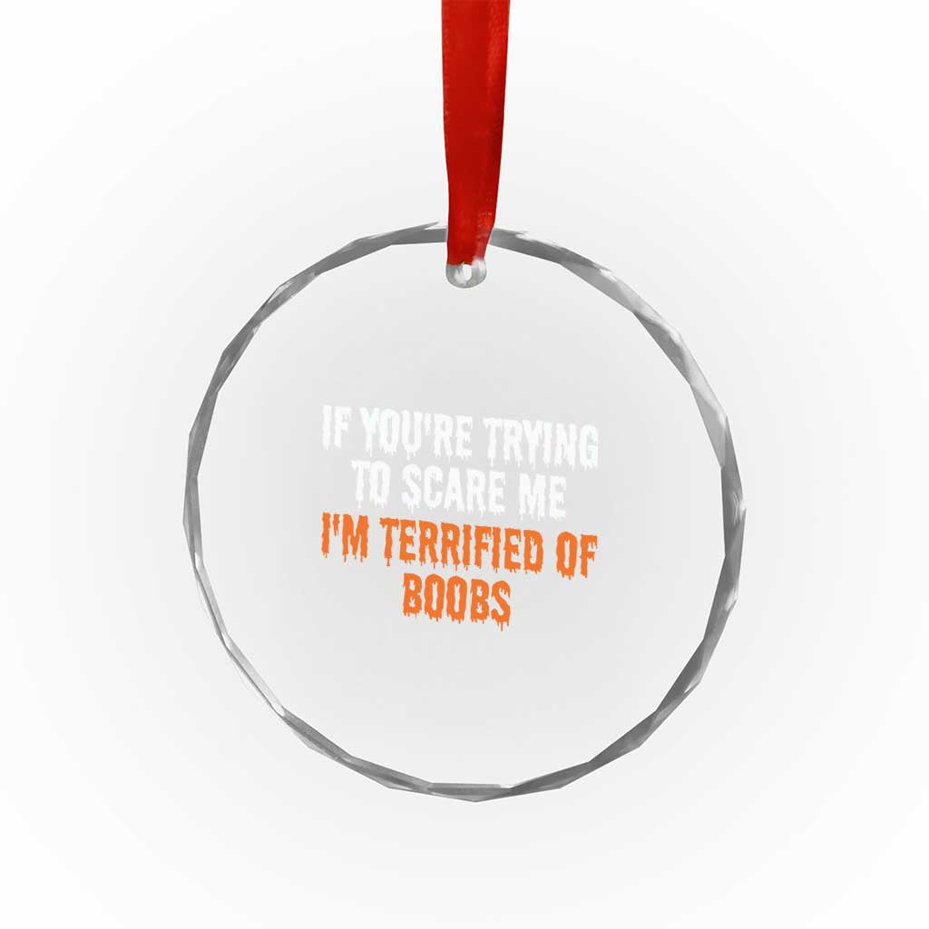 Funny Adult Humor Halloween Crystal Glass Ornament If You Are Trying To Scare Me I Am Terrified Of Boobs TS10 Print Your Wear