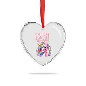 Funny Adult Humor Heart Crystal Glass Ornament I Am Here For The Gangb*ng TS12 Print Your Wear