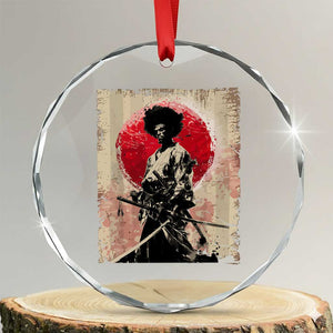 Funny African America Samurai Crystal Glass Ornament Japanese Art Black Warrior Fighter TS11 Transparent Glass 3'' Circle Print Your Wear