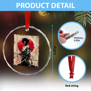 Funny African America Samurai Crystal Glass Ornament Japanese Art Black Warrior Fighter TS11 Print Your Wear