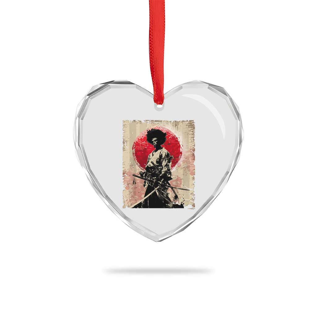 Funny African America Samurai Heart Crystal Glass Ornament Japanese Art Black Warrior Fighter TS11 Print Your Wear
