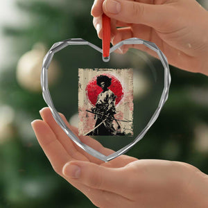 Funny African America Samurai Heart Crystal Glass Ornament Japanese Art Black Warrior Fighter TS11 Print Your Wear