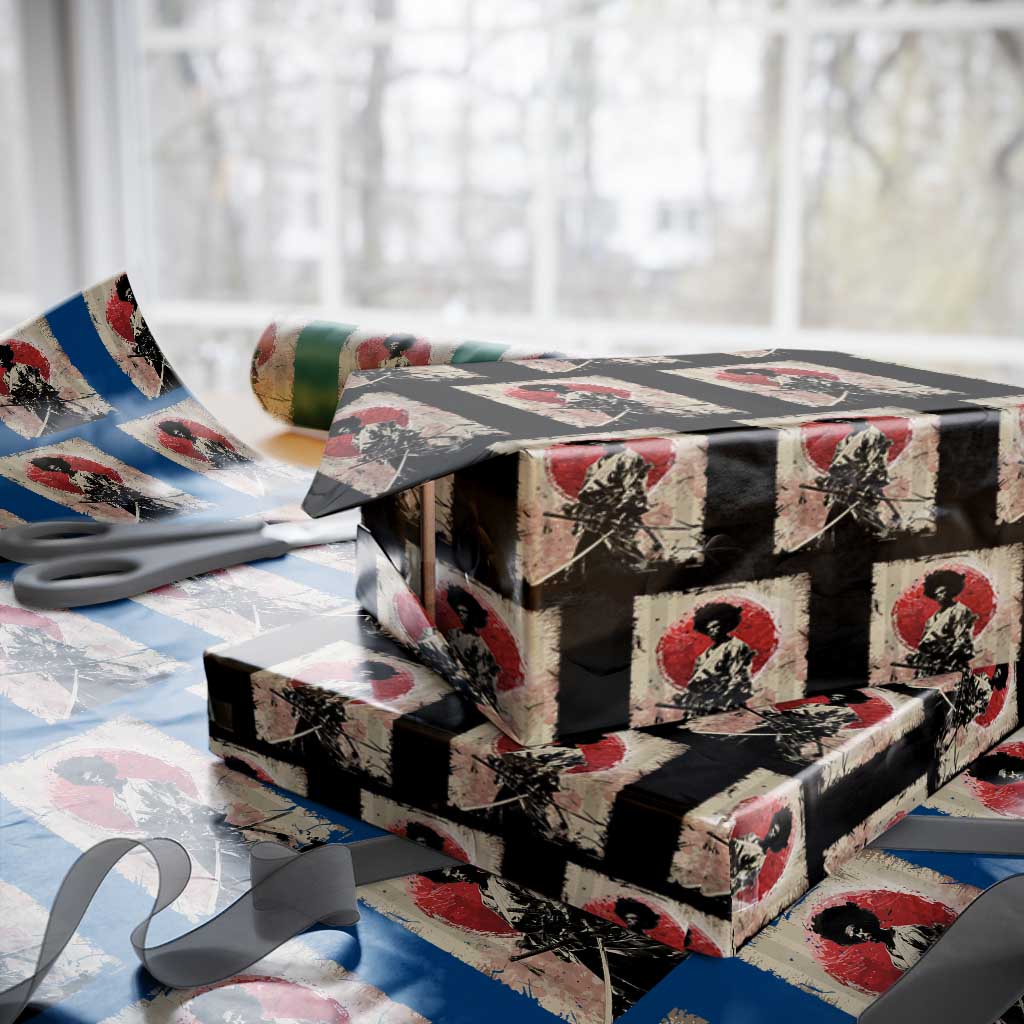 Funny African America Samurai Wrapping Paper Roll Japanese Art Black Warrior Fighter TS11 Black Print Your Wear