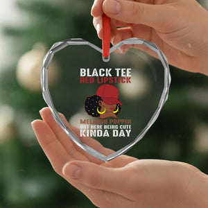 Funny African American Afro Queen Heart Crystal Glass Ornament Black Tee Red Lipstick Melanin Poppin Out Here Being Cute TS10 Print Your Wear