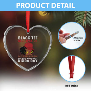 Funny African American Afro Queen Heart Crystal Glass Ornament Black Tee Red Lipstick Melanin Poppin Out Here Being Cute TS10 Print Your Wear