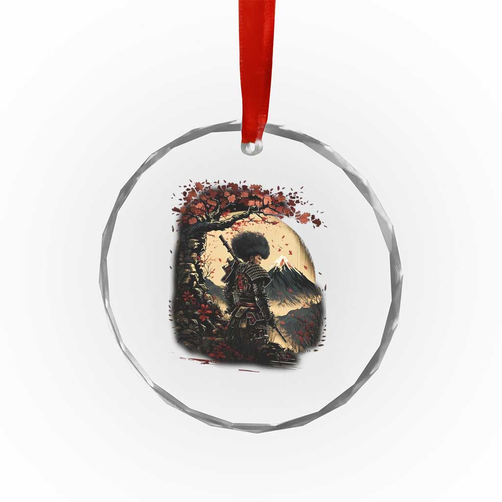 Funny African American Samurai Crystal Glass Ornament Japanese Art Black Warrior Sakura TS11 Print Your Wear