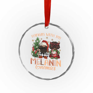 Funny African American Xmas Crystal Glass Ornament Hangin With My Melanin Gnomies Afro Gnomes TS11 Print Your Wear