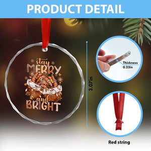 Funny African American Xmas Crystal Glass Ornament Stay Merry And Bright Black Melanin Girl TS11 Print Your Wear