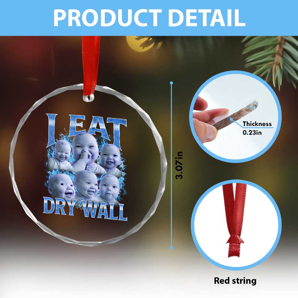 Funny AI Baby Meme Laughing Crystal Glass Ornament I Eat Dry Wall Baby Brainrot TS11 Print Your Wear