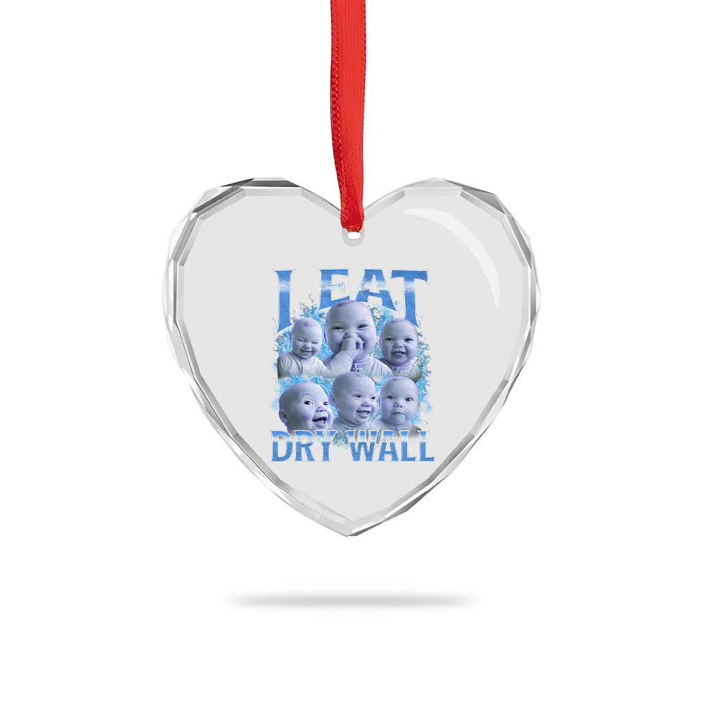 Funny AI Baby Meme Laughing Heart Crystal Glass Ornament I Eat Dry Wall Baby Brainrot TS11 Print Your Wear