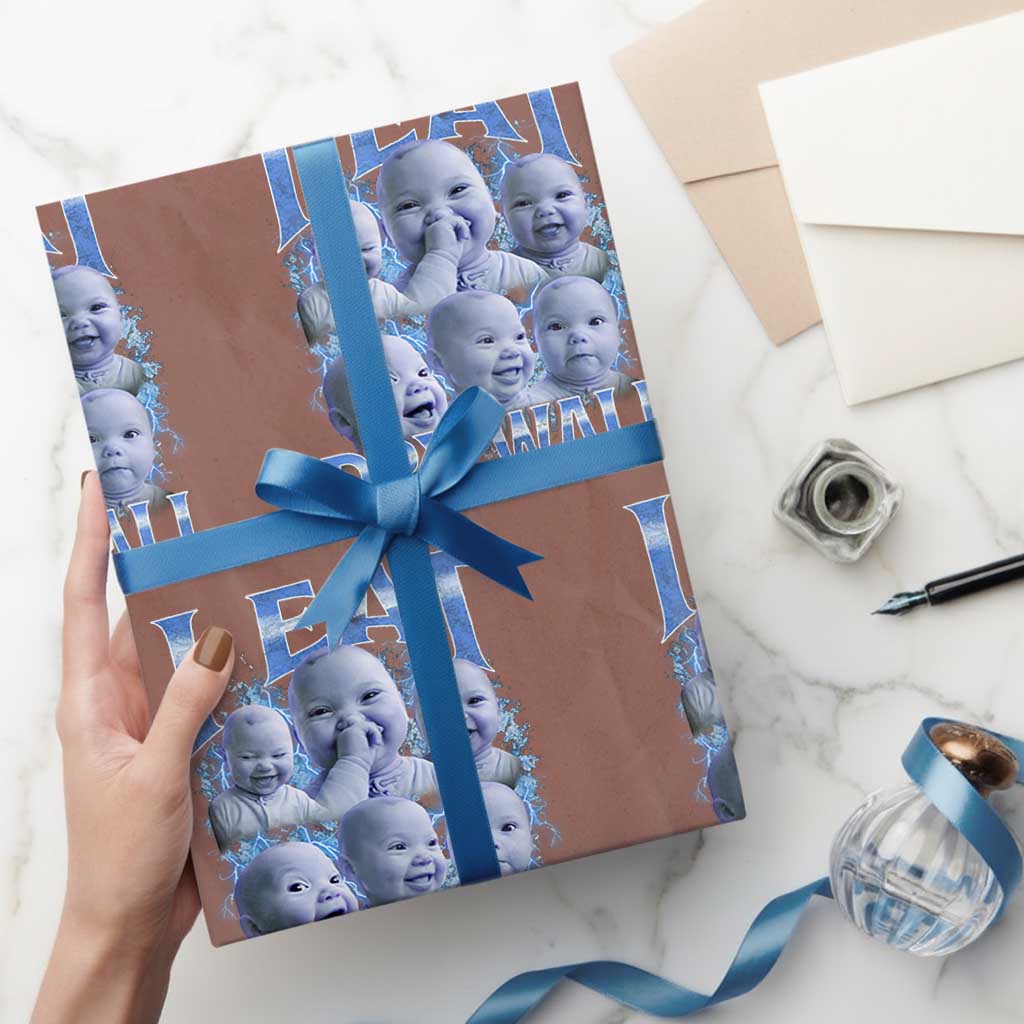 Funny AI Baby Meme Laughing Wrapping Paper Roll I Eat Dry Wall Baby Brainrot TS11 Mocha Print Your Wear
