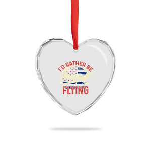 Funny Airplane Pilot Heart Crystal Glass Ornament I'd Rather Be Flying TS14 Print Your Wear