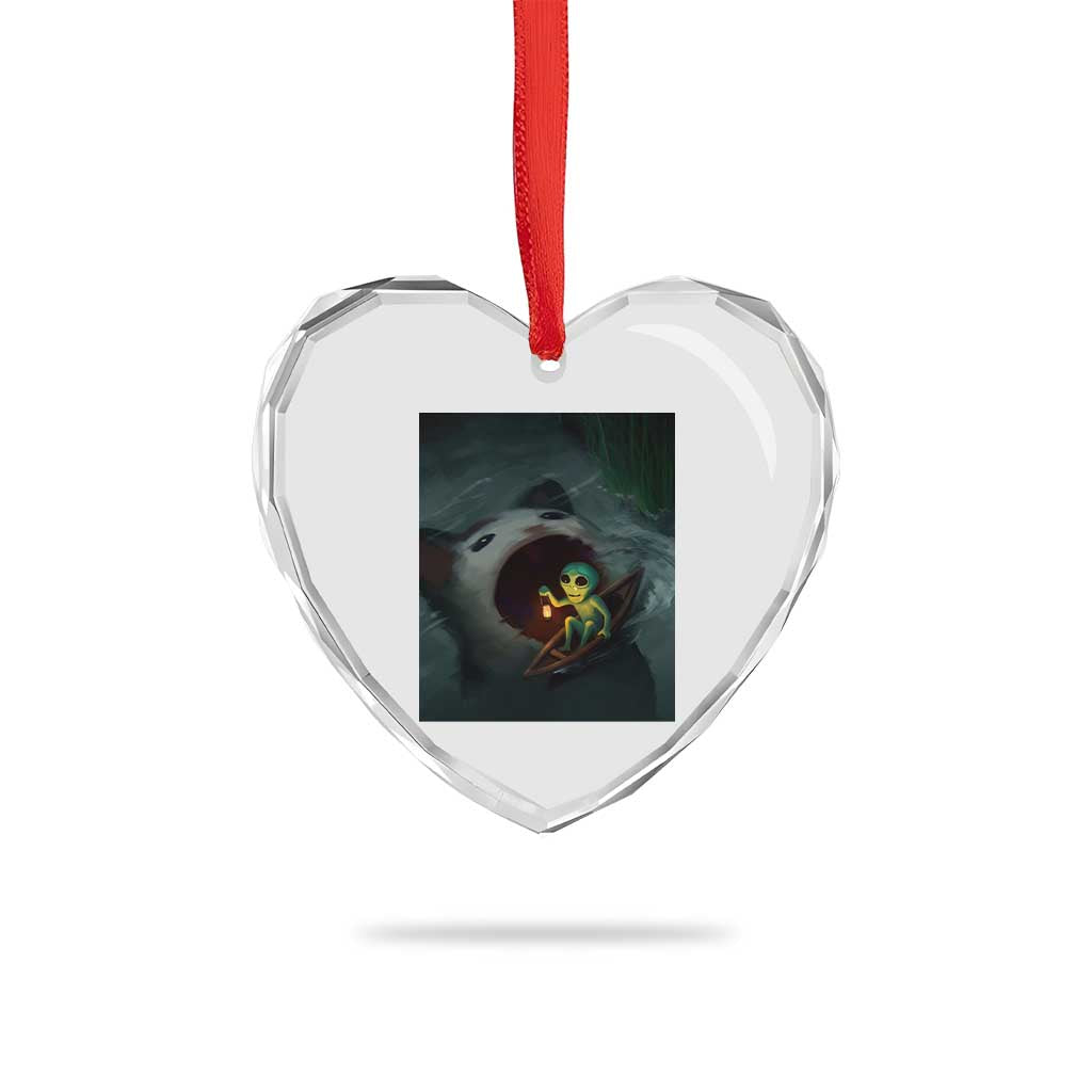 Funny Alien Cat Meme Heart Crystal Glass Ornament Weird Silly TS10 Print Your Wear