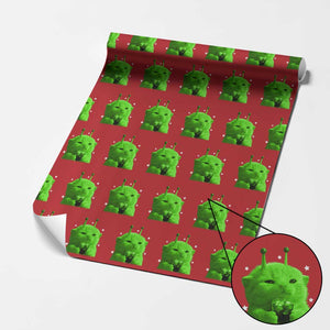 Funny Alien Cat Meme Wrapping Paper Roll Funny Kitten 90s Retro Vintage Graphic Weird Cats Y2k TS10 Red Print Your Wear