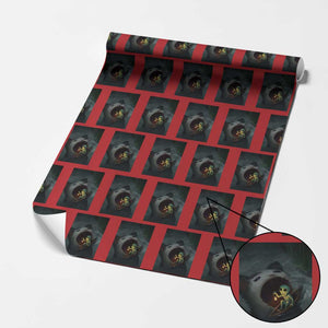 Funny Alien Cat Meme Wrapping Paper Roll Weird Silly TS10 Red Print Your Wear