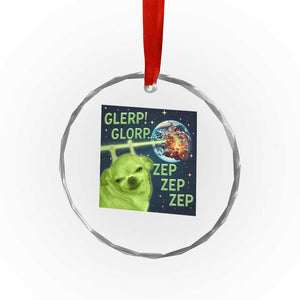 Funny Alien Dog Meme Crystal Glass Ornament Glorp Zep Sci-Fi Humor Chihuahua TS10 Print Your Wear