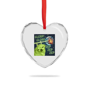 Funny Alien Dog Meme Heart Crystal Glass Ornament Glorp Zep Sci-Fi Humor Chihuahua TS10 Print Your Wear